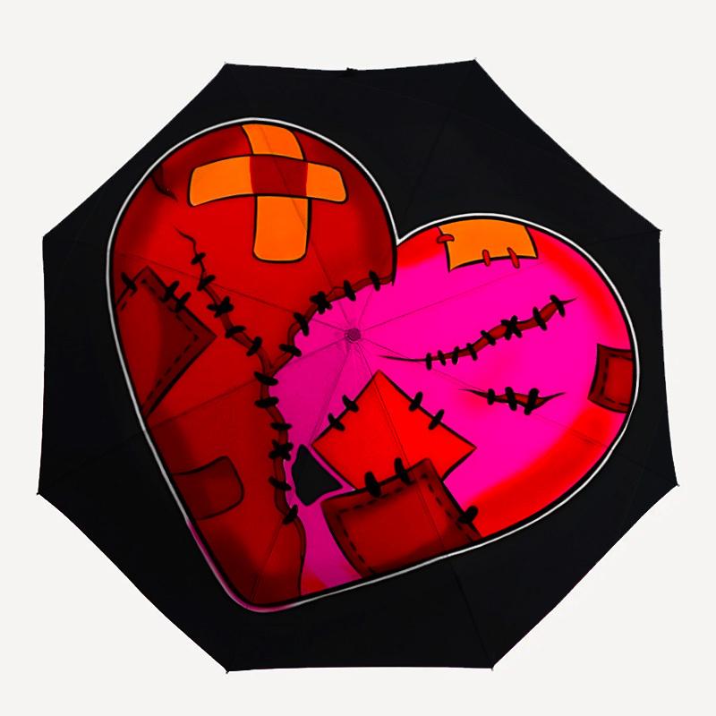 

1pc Healing Love Automatic Folding Umbrella with 8-Rib Windproof Design, Portable Foldable Sunshade Umbrella For Halloween 050