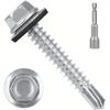 Zinc Plated Hex Head Self Drilling Screws M4.2 X 45mm, 50 Pcs with Rubber Gasket for Metal Roofing To Wood Exterior Walls