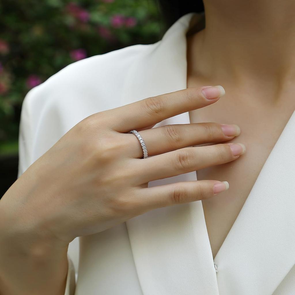 KUMOSU Moissanite Ring, Proposal Ring, Engagement Ring, Eternity, Emerald Cut, D Color, Women's, Moissanite Engagement Ring, 925 Sterling Silver, VVS,
