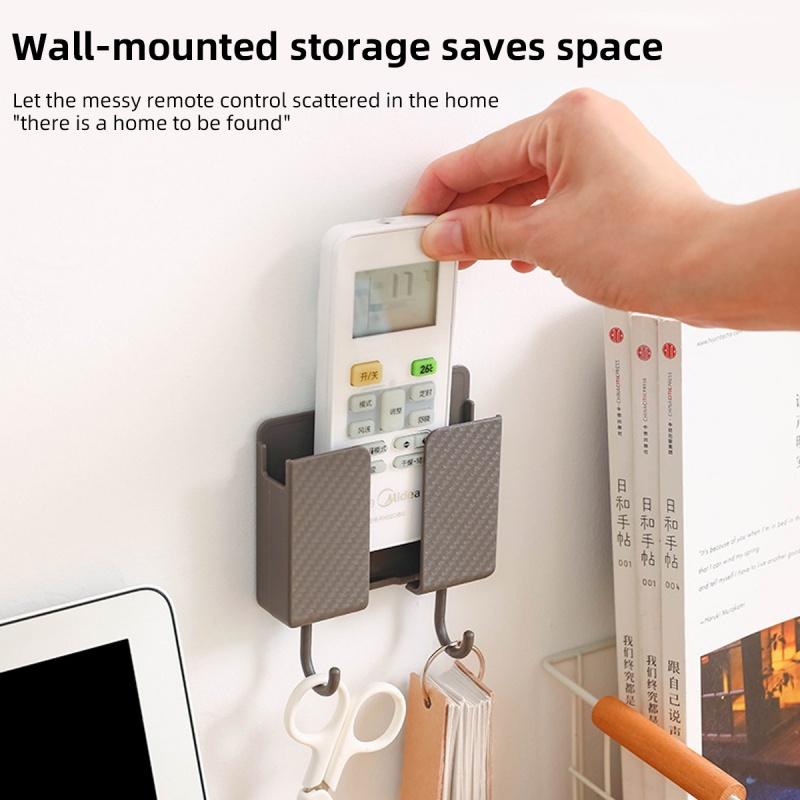 HdoorLink Wandtelefonhalter Fest montierte Aufbewahrungshalterung Box Multifunktionsfernbedienung Mobiltelefon 3M Paste Sockel Haken Aufhänger
