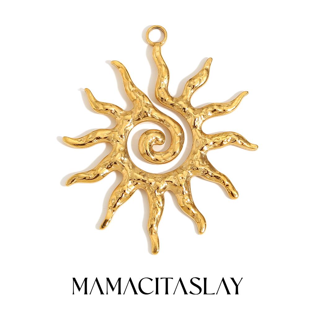 MamacitaSlay Vintage Spiral Sun Gold Plated Charms for Jewelry Making Handmade Waterproof Stainless Steel Charm Pendant