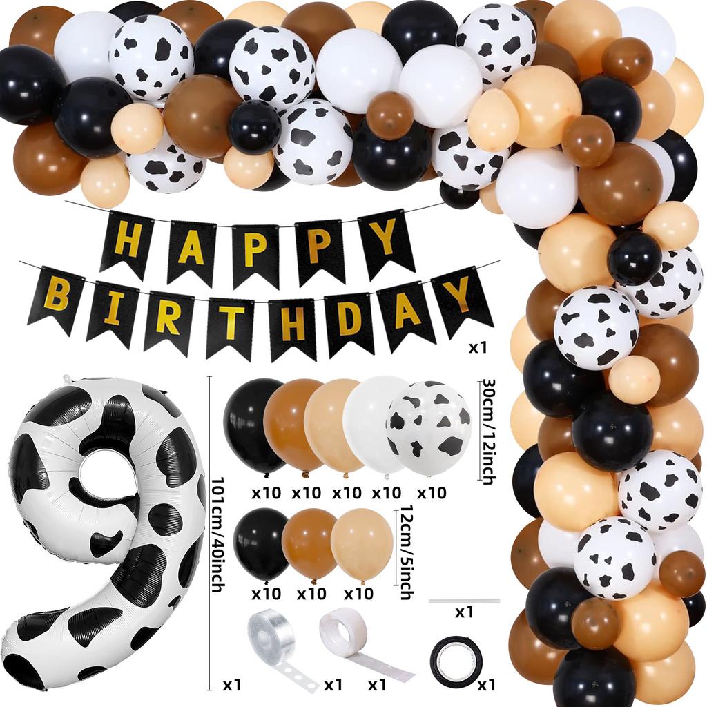 Farm Theme Balloon Wreath Set Birthday Party Flag Cow Digital Balloon Chain Set Arrangement