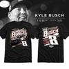 NOUVEAU T-shirt en coton noir commémoratif Kyle Busch 1985-2026 BT980