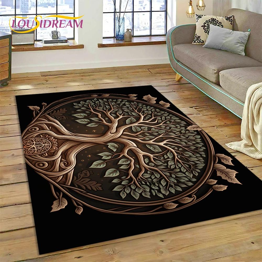 Tree of Life Nature Viking Yggdrasil Norse Carpet Rug for Bedroom Living Room Home Sofa Decoration,Child Large Decor Floor Mat