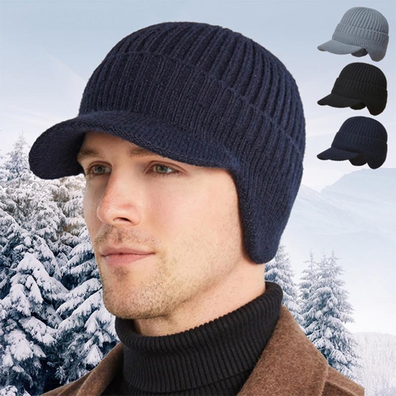 Men Soft Woolly Thin Insulated Knitted Thermal Beanie Outdoor Winter Warm Hat
