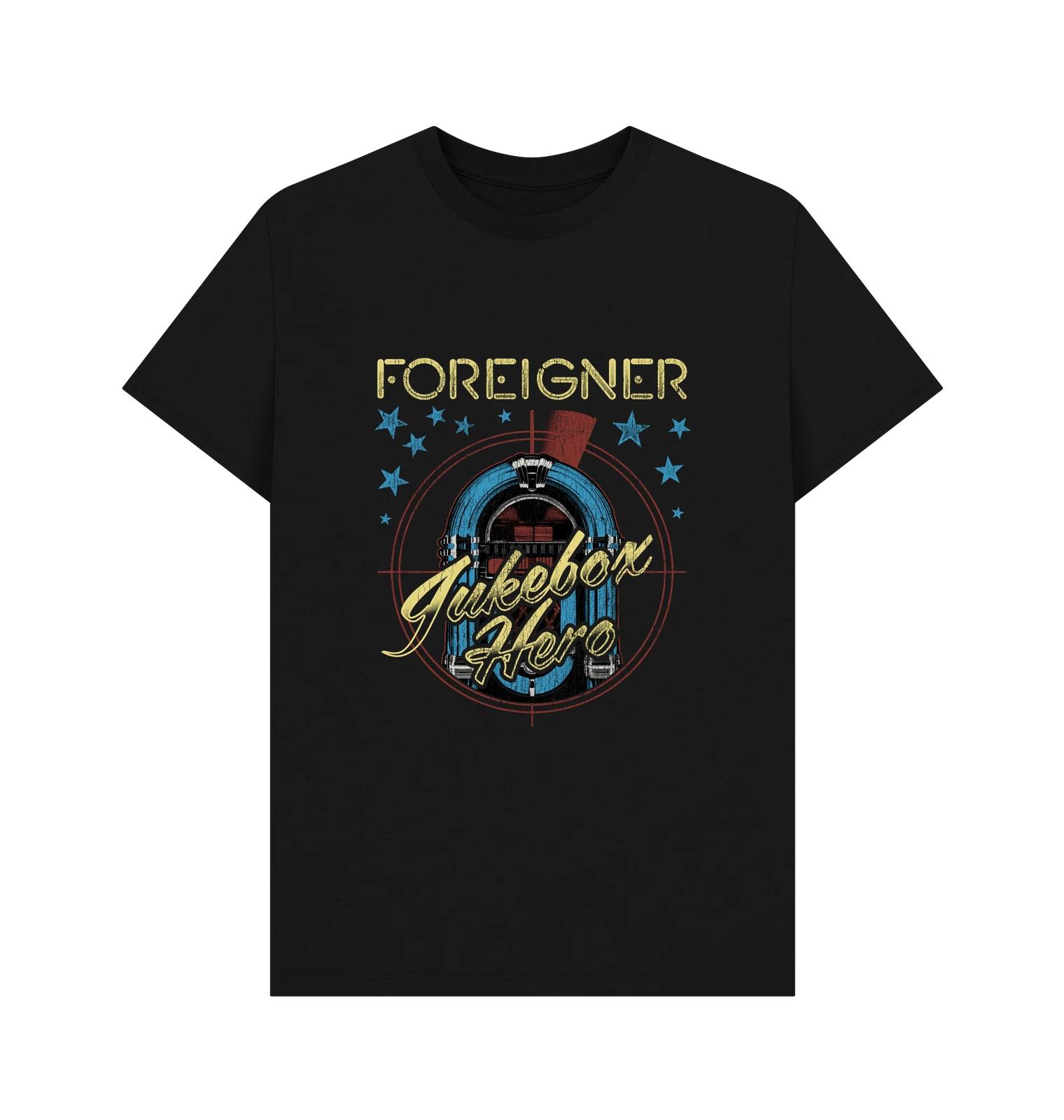 PREMIUM OFFICIAL Foreigner Foreigner Rock Band Jukebox Graphic Black T-Shirt M