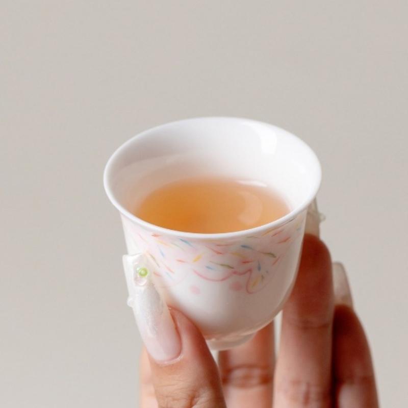 Jade-Ton-Teetasse Handbemalt Rosa Kristallglasur Keramik Gongfu Tee Set Chinesischer Stil Kleine Tasse für Zuhause Brauen Geschenk