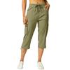 Women’s Drawstring Waist Cargo Capris with Multiple Pockets and Adjustable Hem for Outdoor Activities