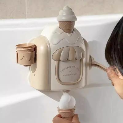 Yousheng Kinder-Badespielzeug Eiscreme-Schaummaschine Realistische Schaumdessertmaschine mit Saugnapf Interaktives Wasserspiel für Kleinkinder