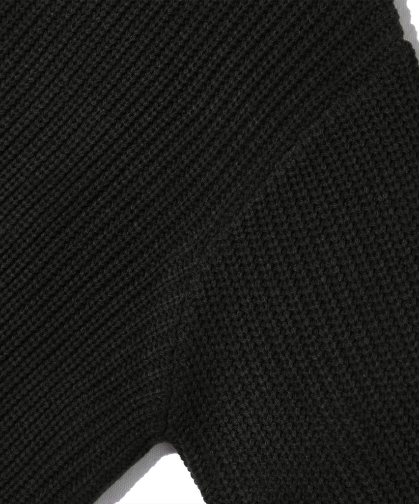 TRILLION Washable Round Neck Hacci Zip-Up Knit (Pure Black)