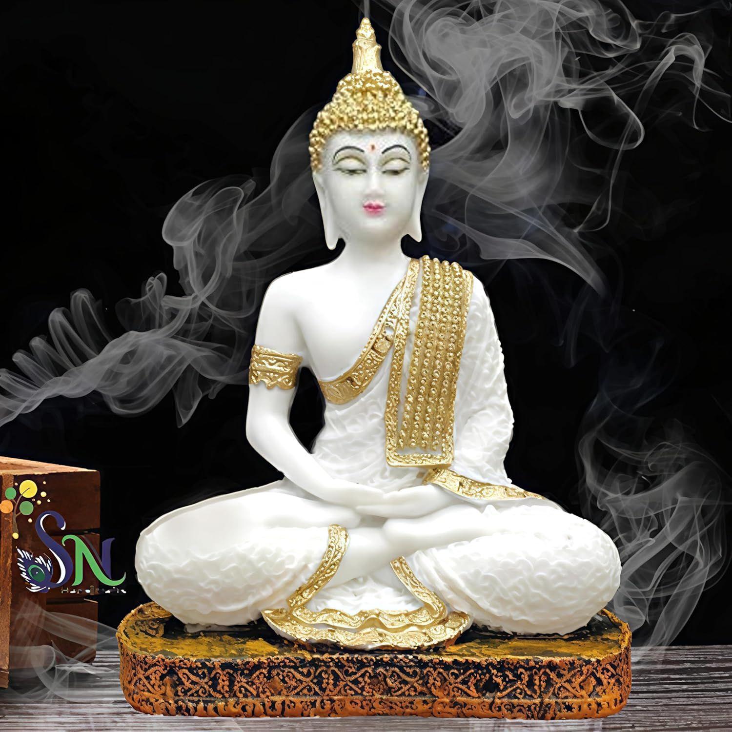 

Sitting Polystone Home Decor Decoration Buddha Idol Statue Showpiece Gift Gifting Item Buddha Idol Statue Showpiece for Home Decor (White) 1pic
