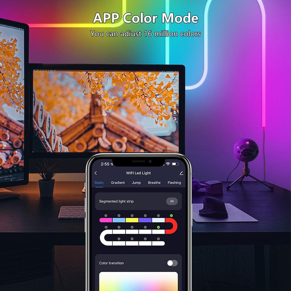 LED Neon Rope Light RGB IC Rope Lights 16 Million Color Graffiti Wifi Bluetooth Music LED Strip
