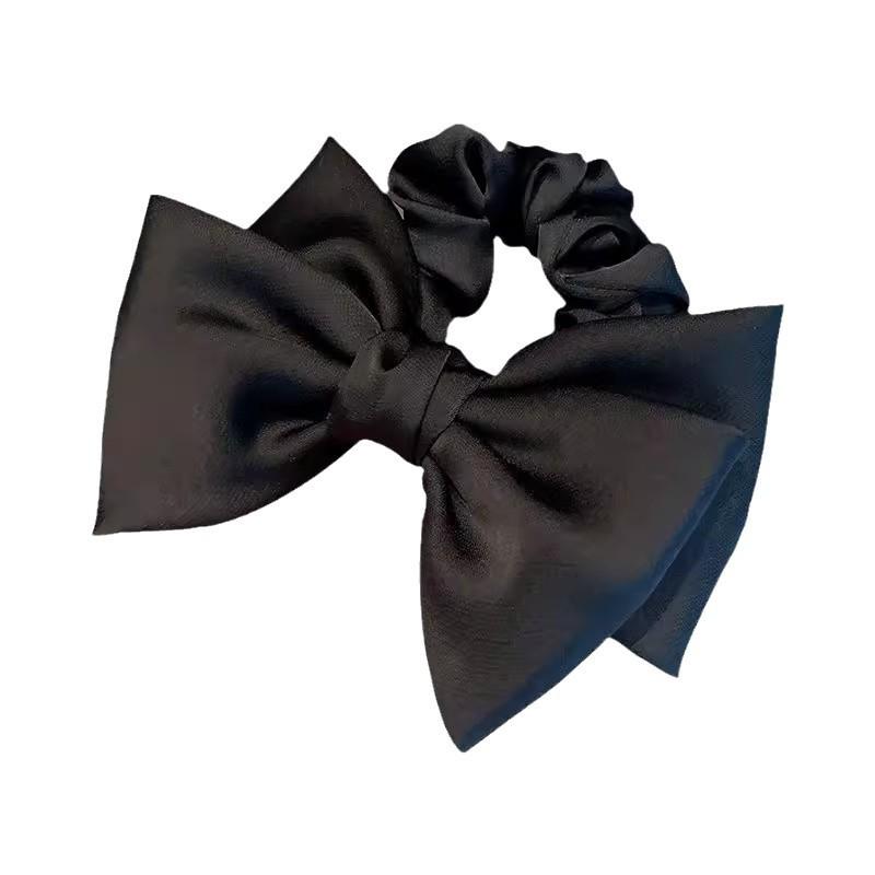 Black Bow Hair Tie: Elegant Ponytail Holder & Rubber Band for Women