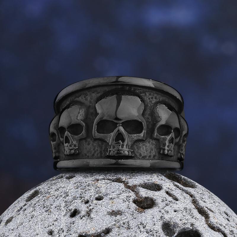 Free Shipping Style Stainless Steel Gothic Accessories Lost Skull Ring Anel Masculino Punk Jewelry Boyfriend Gift OSR731