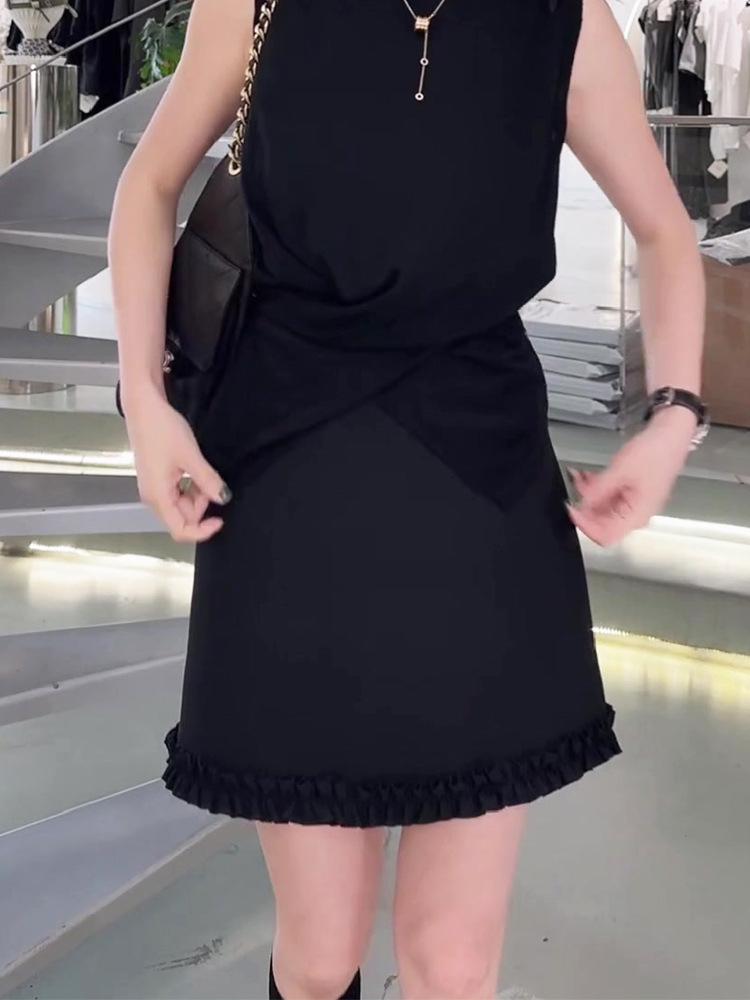 Plus Size High-Waist Slimming A-Line Woolen Pencil Skirt with Ruffle Edge for Women - Fall 2026 Collection