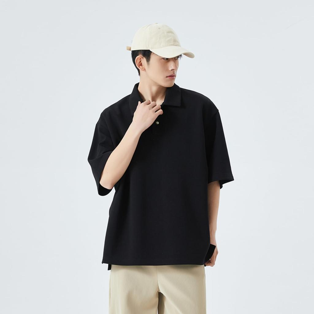 SoarUnique Polo Short Heavyweight with a Minimalist Look 290g Premium Simple Solid Summer Oversized Perfect for Casual Outfits Men's Shirt, Sleeve,
