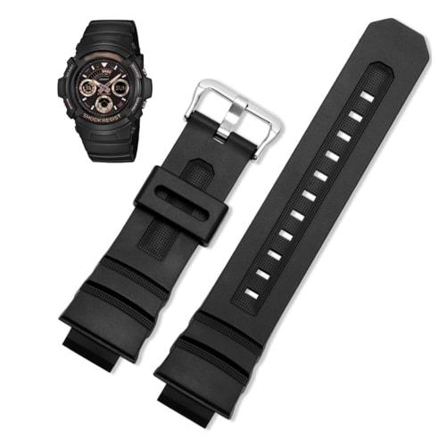 

Преміальний гумовий ремінець для годинника, сумісний з Casio G-Shock AW-591/590/5230/282B, AWG-M100/101 та G-7700/7710 (Чорний, ширина 16 мм)