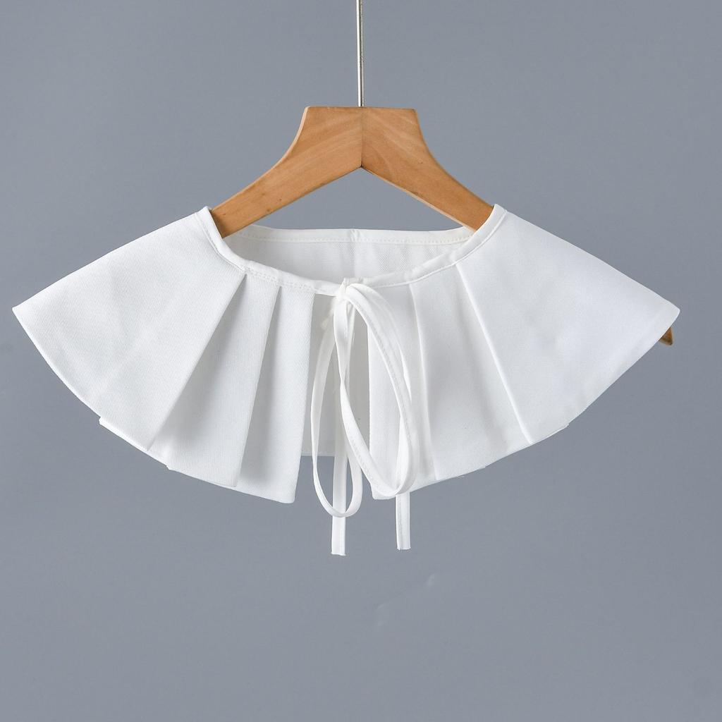 Womens Front Ties Shoulder Wraps Shawl White Lapel Blouse Shirt Detachable Collar Half Shirt Small Fake Collar Cape Shawls