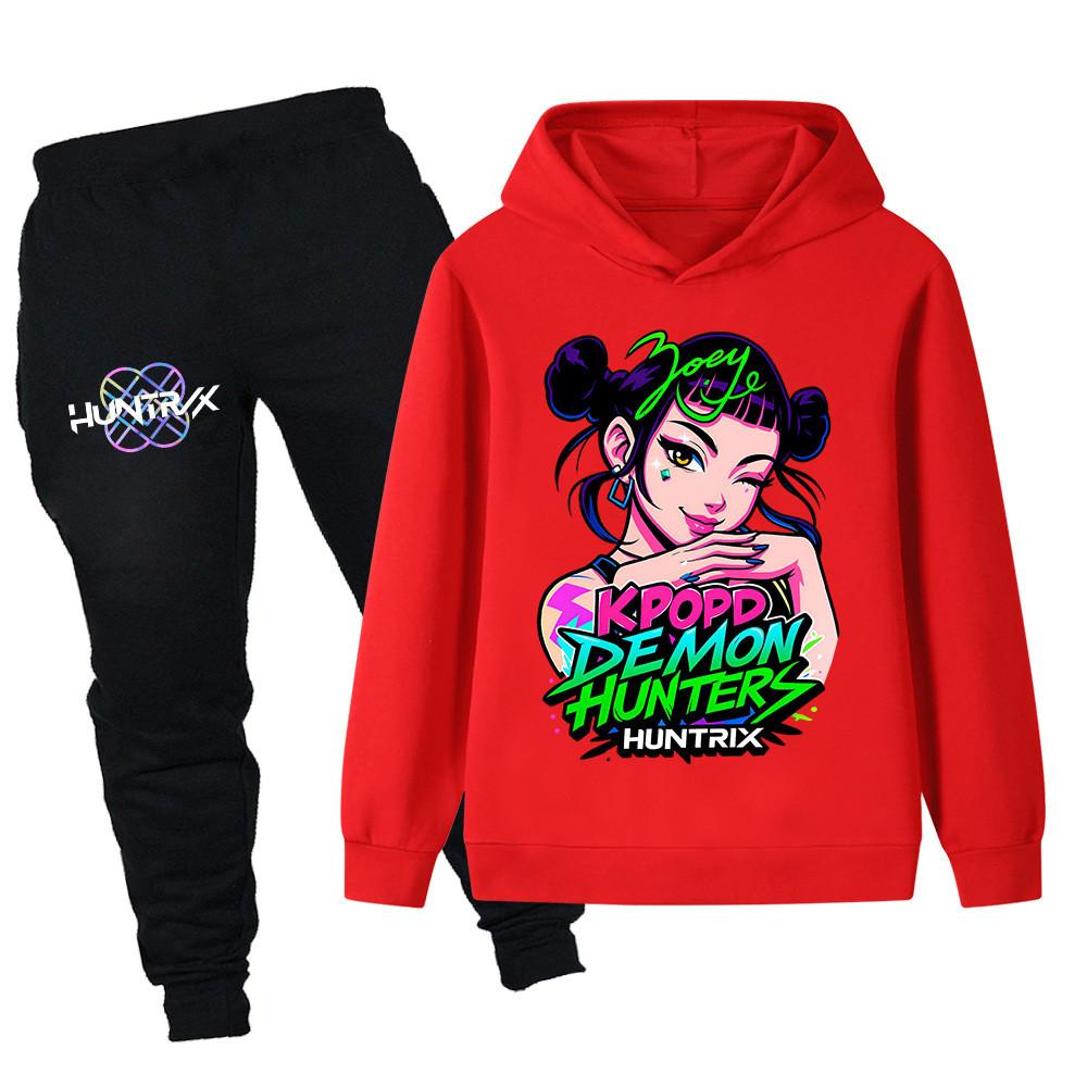 PB1214 Kinder Jungen Mädchen Kpop Mira Zoey Rumi Zoey Print Langarm Kapuzenpullover Hose Hosen Kleidung Sets