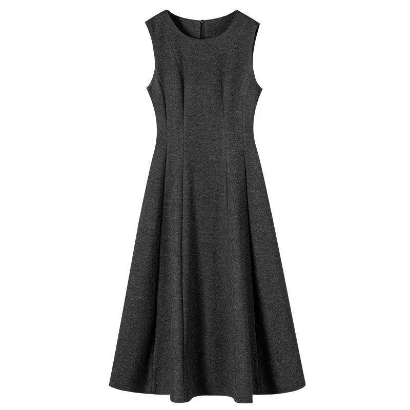

Elegant Autumn/Winter Wool Sleeveless Dress for Women - Age-Reducing, Belly Covering, New Chinese Style M (85-100 jin)