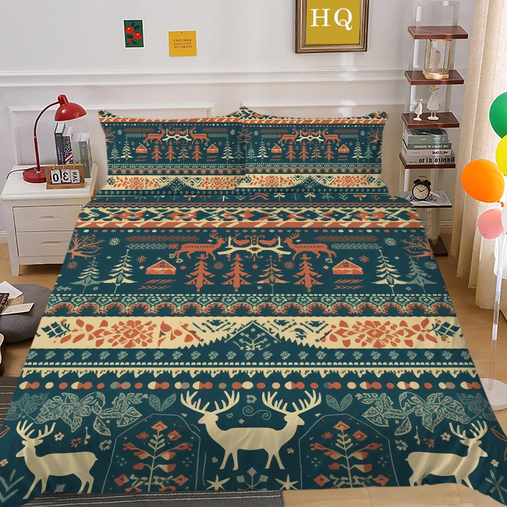 Weihnachtsdruck 3D-Druck Polyester Kissenbezug Bettbezug Zwei- oder Dreiteiliges Set