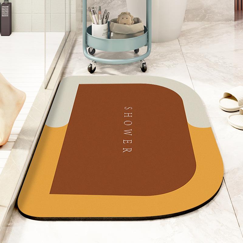 Absorbent Mat Toilet Door Non-slip Mat Quick Drying Soft Diatom Mud Toilet Bathroom Floor Mat Oval