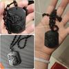Natural Black Obsidian Carving Wolf Head Amulet Pendant Free Necklace Obsidian Blessing Lucky Pendants Fashion Jewelry