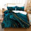 Blue Green Multicoloured Marble Print Doona Duvet Quilt Cover Bedding Set