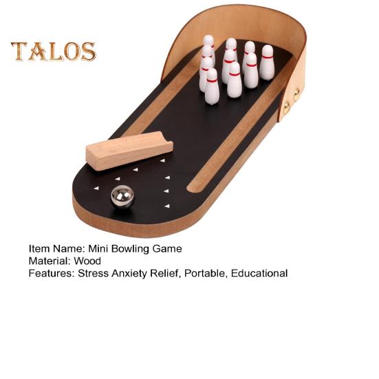 1 Set Desktop Mini Bowling Game Stress Anxiety Relief Portable Travel Wooden Small Bowling Ball Home Office Desk Toy Kids Teens Adults Gift
