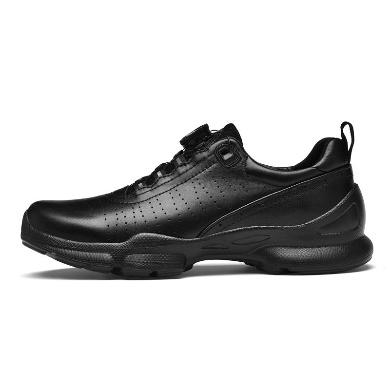 Men's Black Genuine Leather Sports Shoes with Knob Design, Banquet Anti-slip and Wear-resistant Casual Business Leather Shoes
