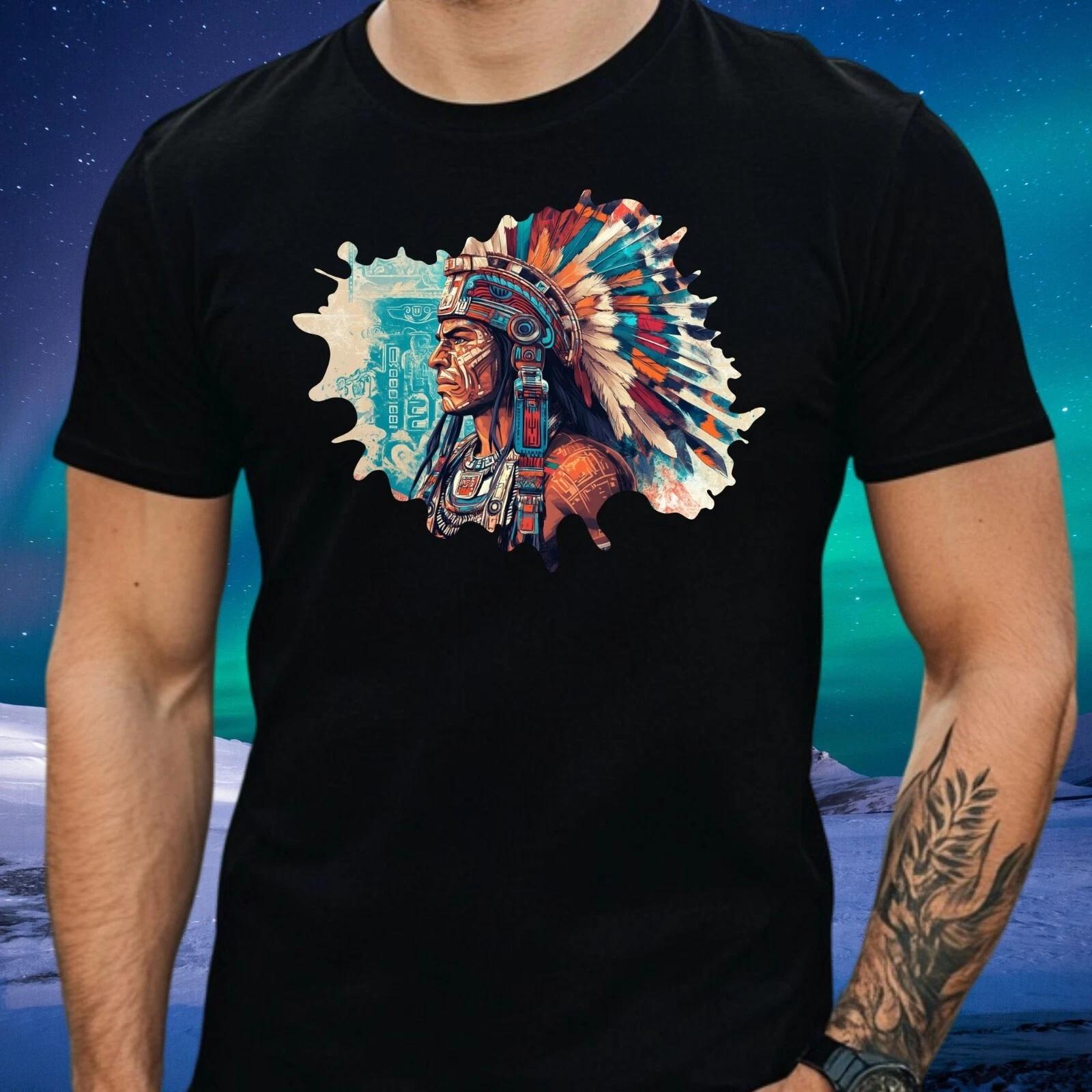 T-Shirt Herren Aztekischer Krieger Motiv Baumwolle Größe XS bis 5XL XL