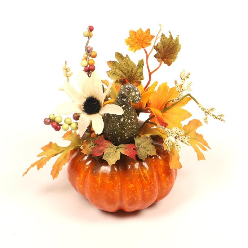 Simulation Pumpkin Table Pendulum Harvest Festival Halloween Autumn Color Decoration Props Maple Leaf Pomegranate Home Decoration