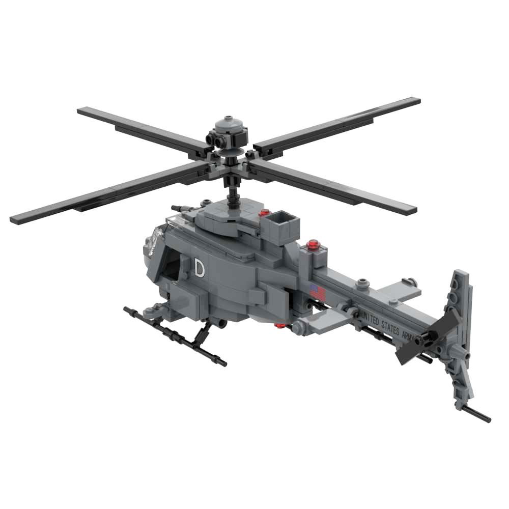 OH-58D Leichter bewaffneter Aufklärungshubschrauber Militärische Waffen Baustein Spielzeug Steine Modell mit 2 Soldaten Neue Geschenke
