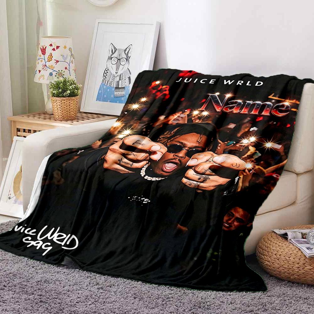 Custom Name Juice Wrld Flannel Blanket Throw Blanket Soft Warm Sofa Bed Camping Home Decor Unique Christmas Gift