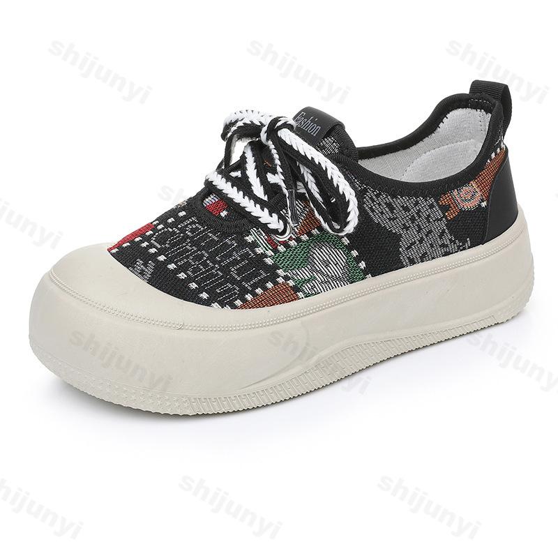 Fashion Autumn Women's Casual Shoes Comfortable Breathable Fashion Lace-Up Sneakers Lightweight Korean Platform Outdoor Canvas Shoes