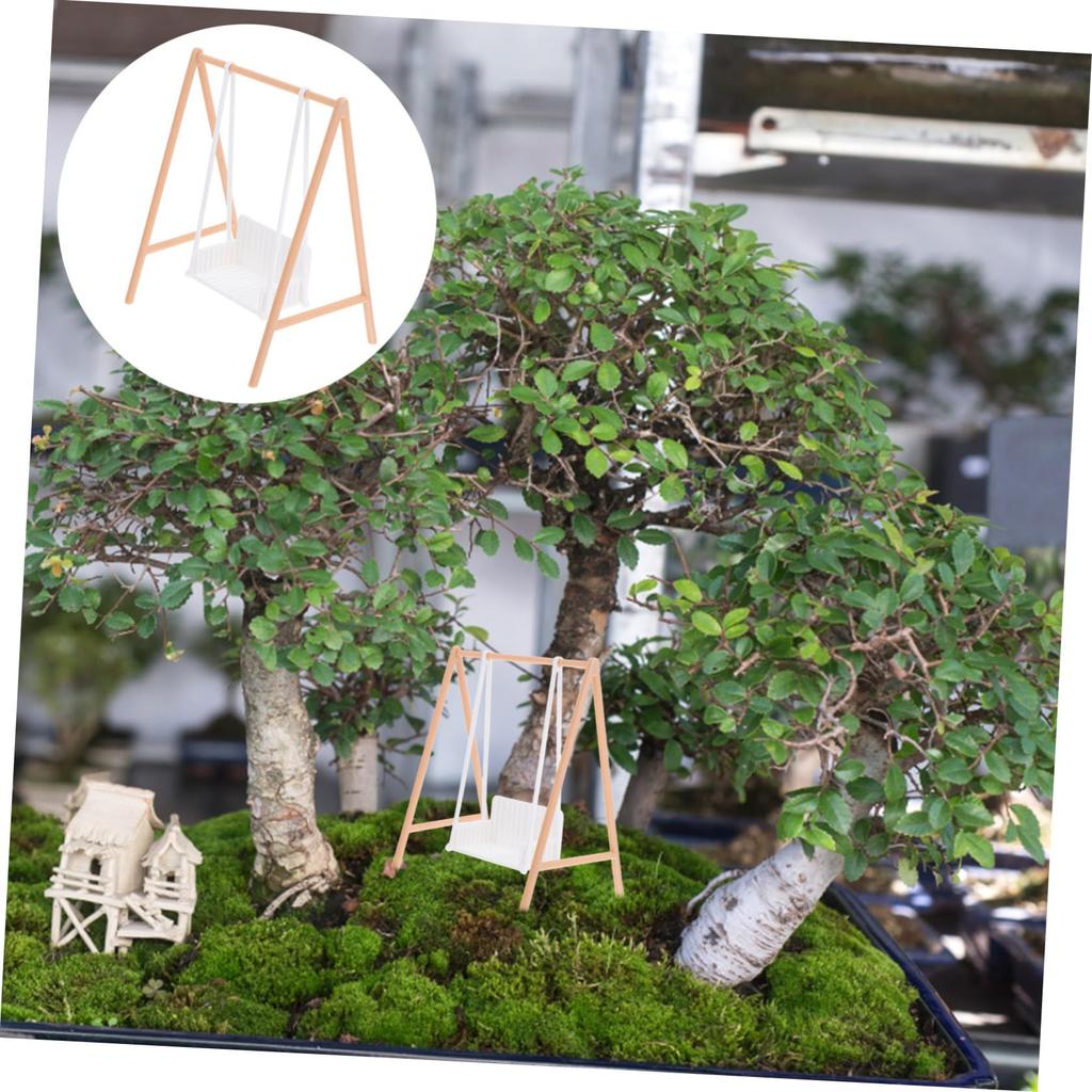 GLEAVI Garden Swing Miniature Model: Mini Hanging Chair DIY Mini Swing, Photography Prop, Desktop