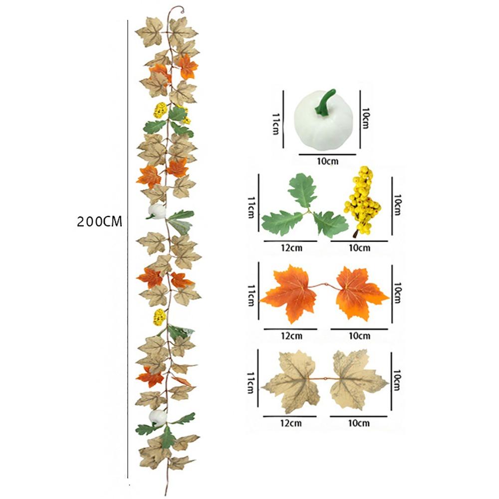Multicolor Artificial Maple Leaf Garland Mini Pumpkin Hanging Garland Harvest Festival Ornament
