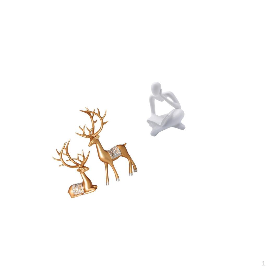 European Reindeer Sculpture Abstract Thinker Collectable Craft for Tabletop Living Room Shelf Office