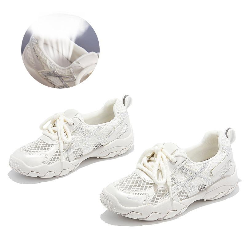 Fashion Women's Platform Sneakers 2025 Summer Breathable Mesh Hollow Non Slip Running Shoes Comfortable Fashion Cross Tied Casual Shoes