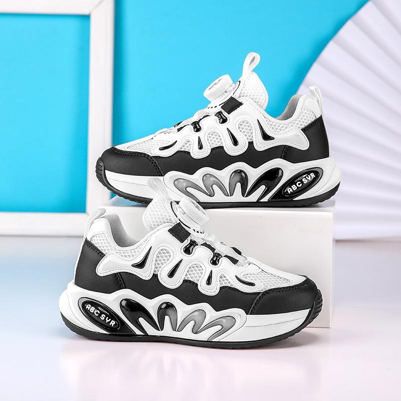 Children's sports shoes breathable mesh new boys spring and autumn button running shoes lightweight non-slip fashion casual classmates