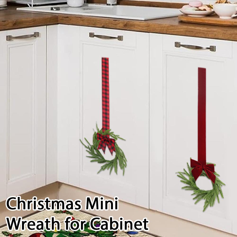 6pcs Christmas Mini Wreath For Cabinet Mini Artificial Garland Decor Mantel Wreaths Xmas Cabinet Fake Plant Garland Hanging C4E6