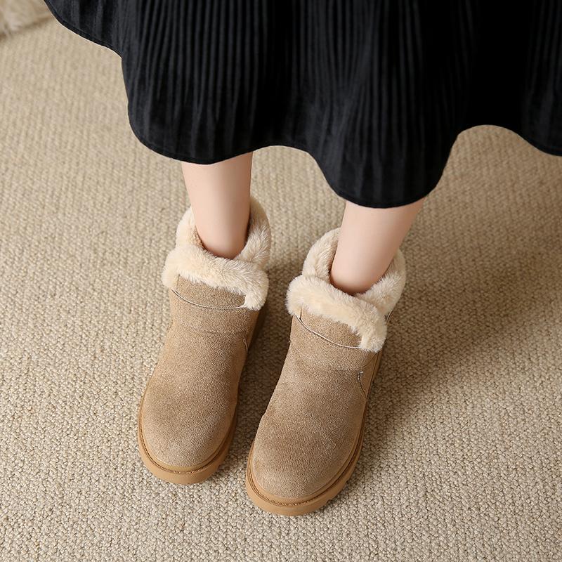 Fashion Women's Boots 2024 Winter New Fashion Solid Color Leather Western Shoes Women's Lace-up Thick-Soled Ankle Boots Women
