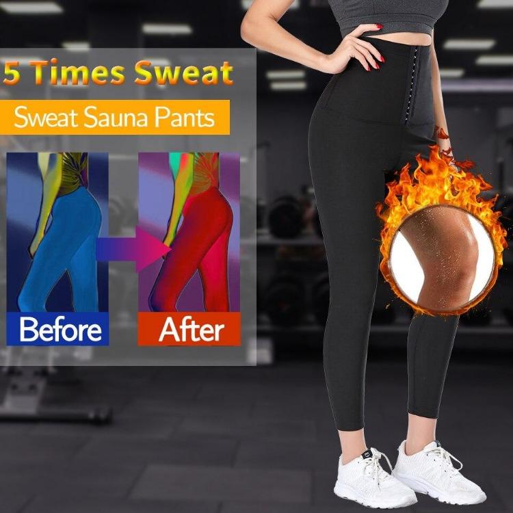 Damer Bantande Thermo Svettbyxor Magkontroll Träningsleggings Kroppsformare Träning Bastu Kompr Byxor