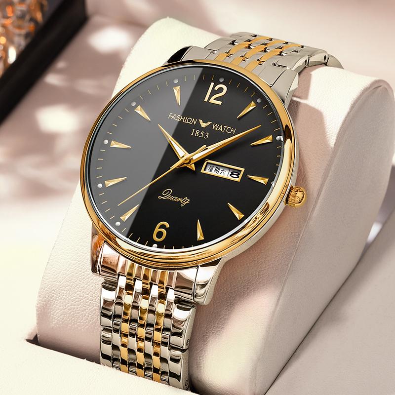 New men's watch men's business mechanical watch double calendar advanced sense waterproof quartz + luminous light