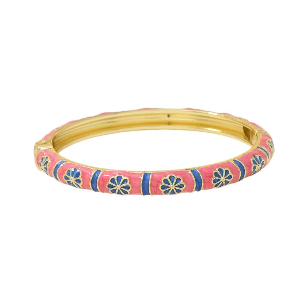 Small Petal Chinese Flower Bangle Enamel Floral Women's Hand Bracelet Jewelry Gifts