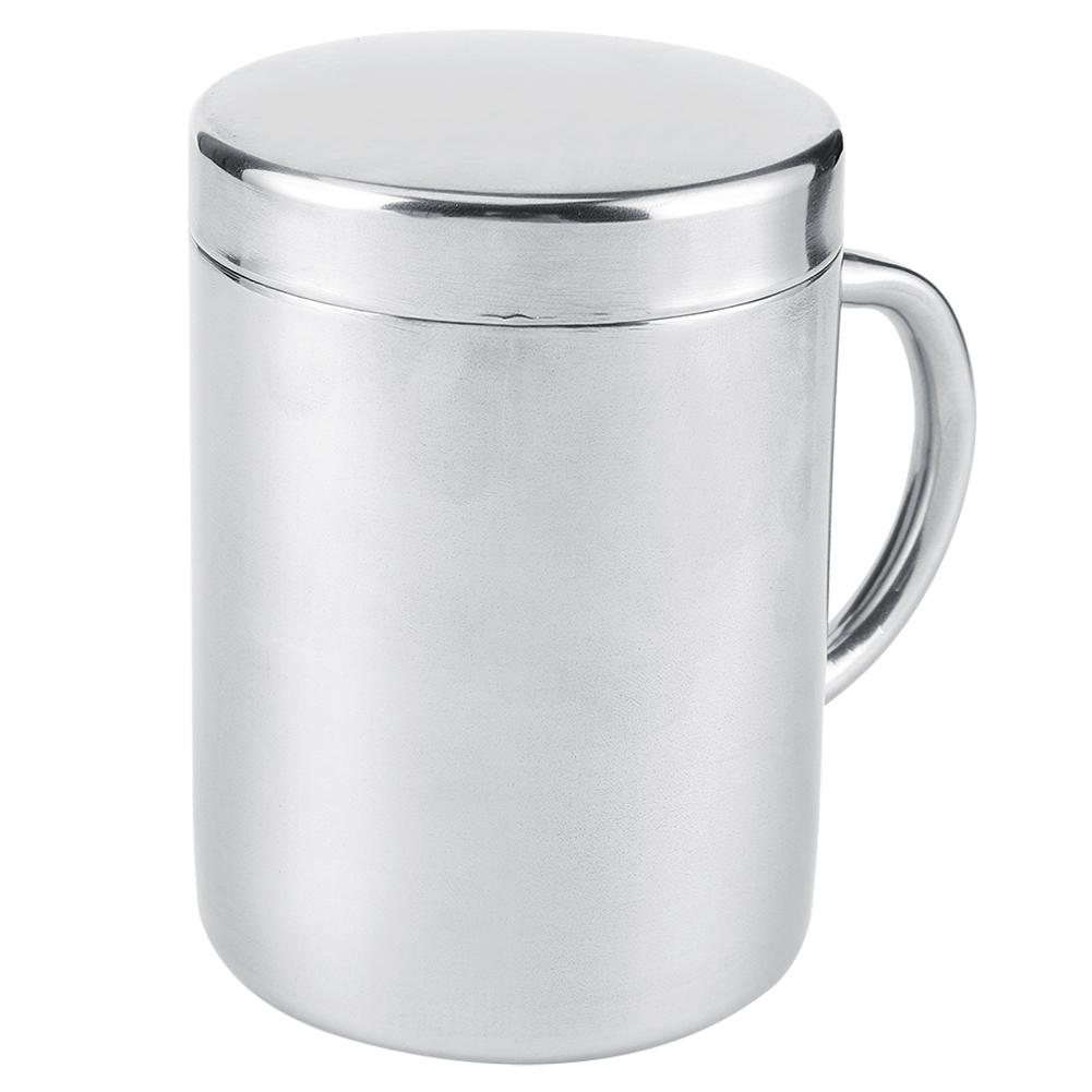 Portable Stainless Steel Double Wall Mug Anti‑scald Coffee Tea Milk Cup with lid for Home Office Travel(220ML )