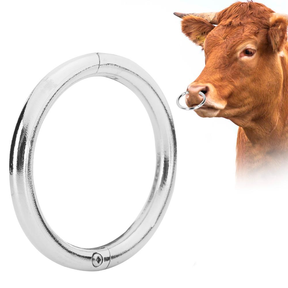 Carbon Steel Cow Nose Ring Silver Farm Animal Nose Ring Easy To Use Bull Nose Ring Husbandry