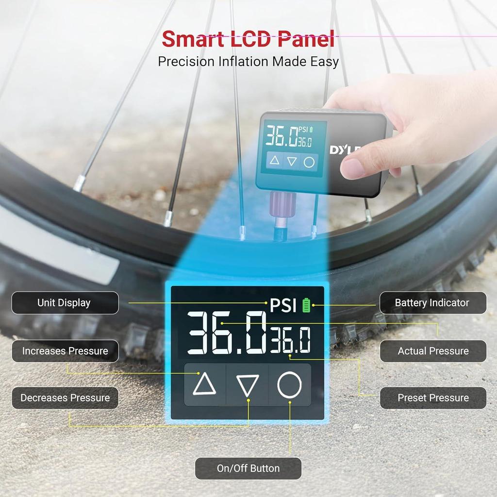 Air Hawk – Indiens kleinster Reifenfüller | Kabelloser Sinuswellen-BLDC-Motor für schnelles Aufpumpen | Typ-C-Aufladung | Automatische Abschaltung |