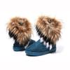 Women's Mid Calf  Fur Snow Boots Winter Rubber Sole Round Toe Ankle Covering Pure Color Booties