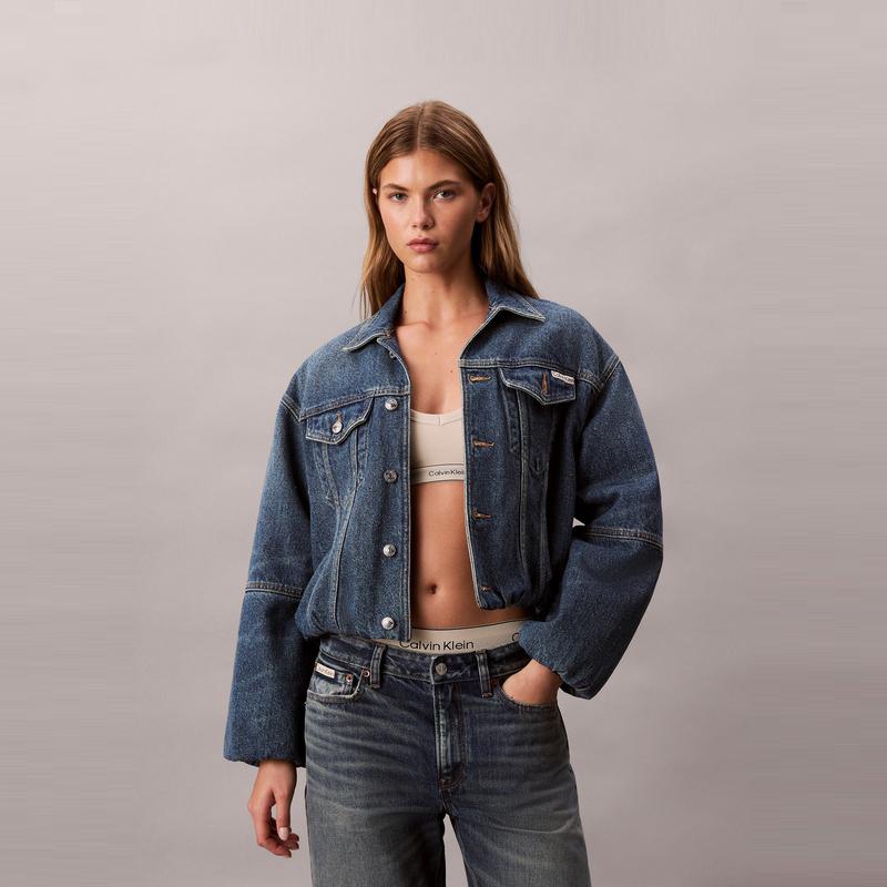 Calvin Klein American Vintage Lapel Thin Padded Denim Jacket Women jackets 47D725G